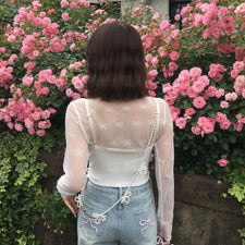 【RiLi】ビーズフラワーネックストラップ モデル：うか/身長：161cm