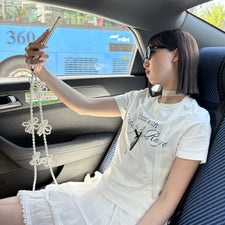 【RiLi】ビーズフラワーネックストラップ モデル：うか/身長：161cm