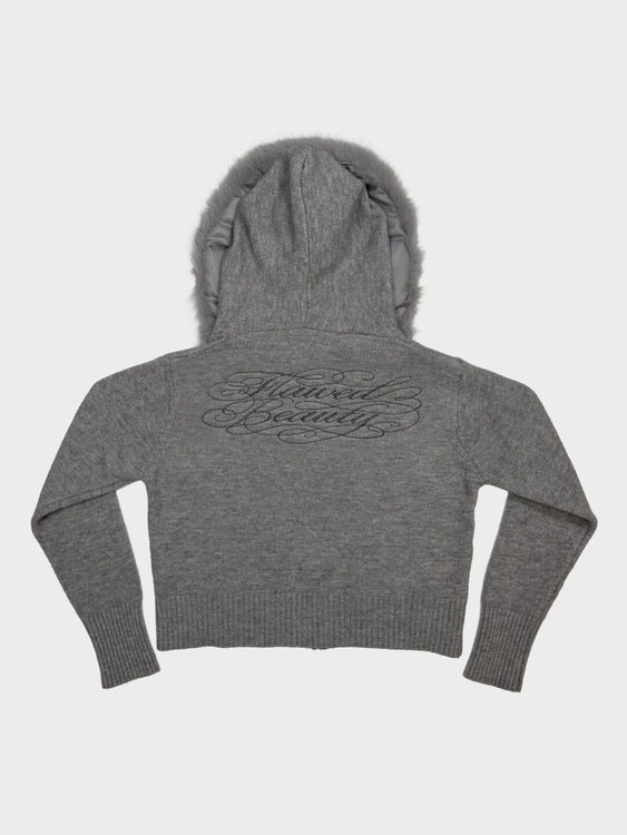 Embroidered fur knit hoodie | Judin