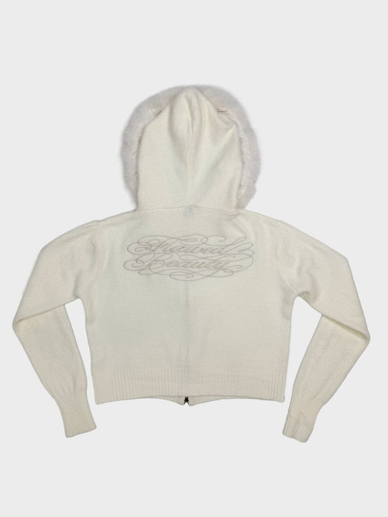 Embroidered fur knit hoodie | Judin