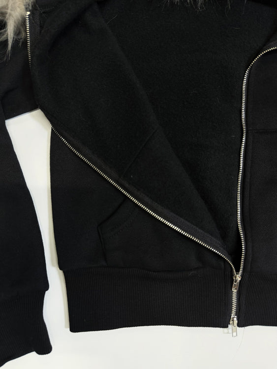 Fur hood knit zip up | Judin