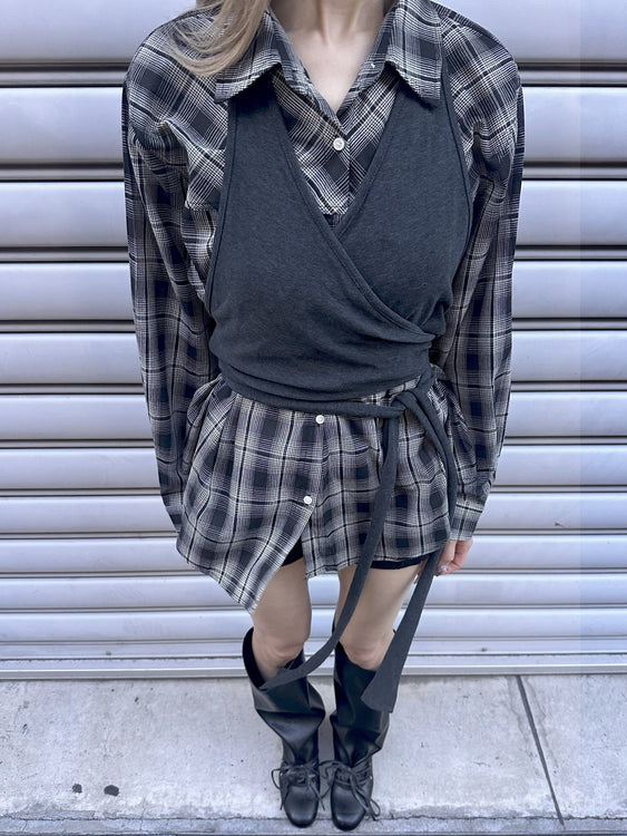 ヴェトモンOversized check shirt Oversized check shirt & Wrap vest | Judin