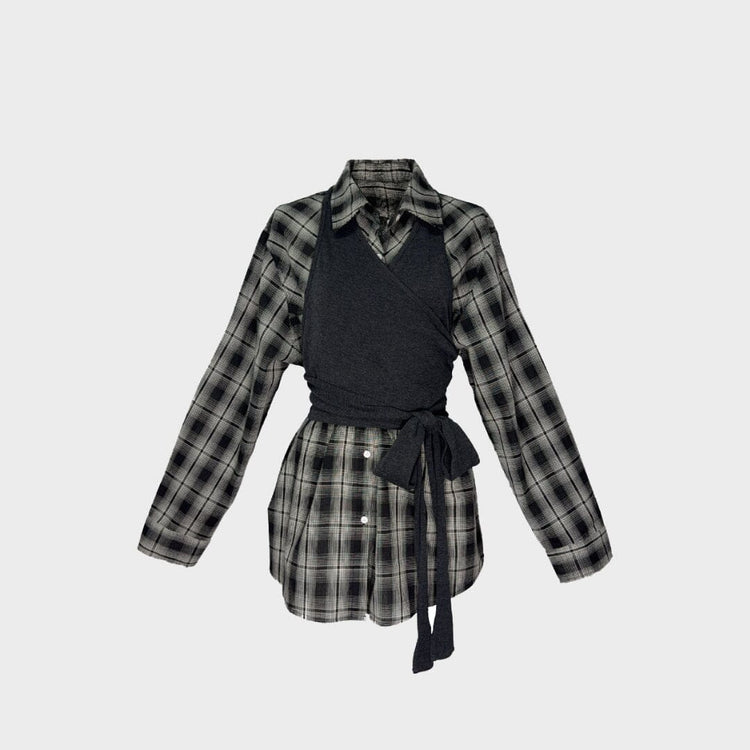 ヴェトモンOversized check shirt Oversized check shirt & Wrap vest | Judin