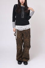 Bicolor half button tops 161cm
