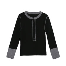 Bicolor half button tops 配色ニットトップス トップス 