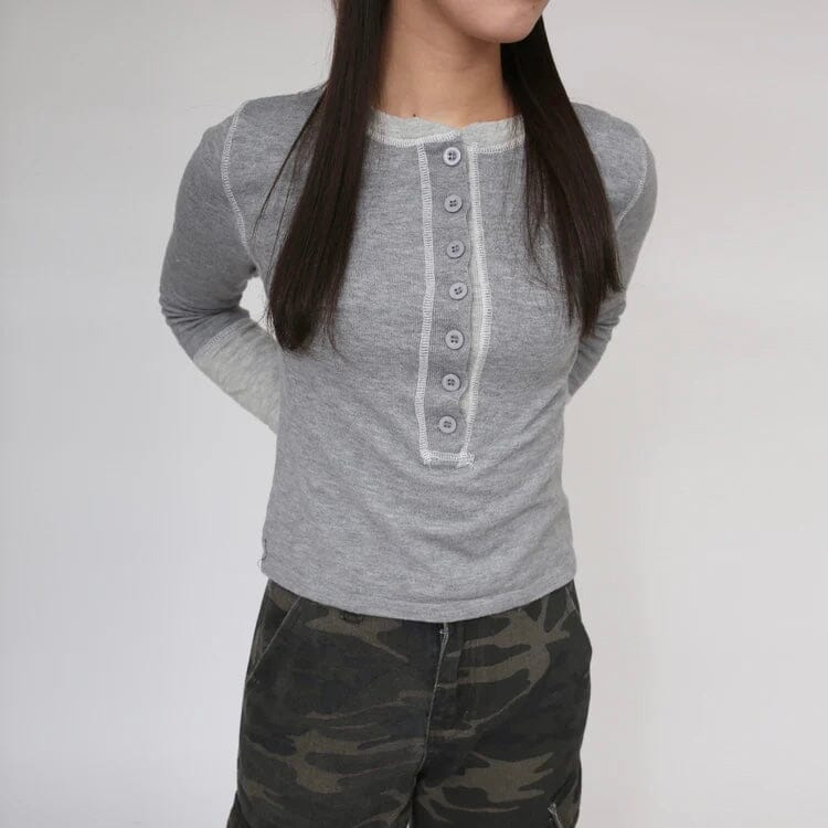 Bicolor half button tops 165cm