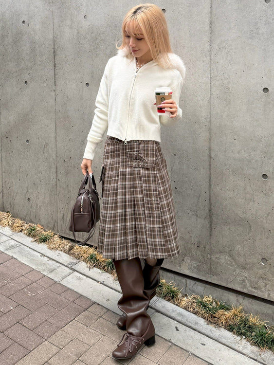 Plaid pleated wrap skirt | Judin