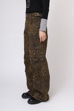 Leopard design straight wide denim pants 161cm/Ssize