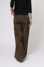 Leopard design straight wide denim pants 161cm/Ssize
