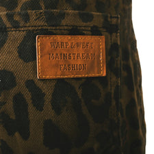 Leopard design straight wide denim pants ポケット付きレオパード柄デニム パンツ 