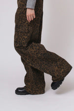 Leopard design straight wide denim pants 161cm/Ssize