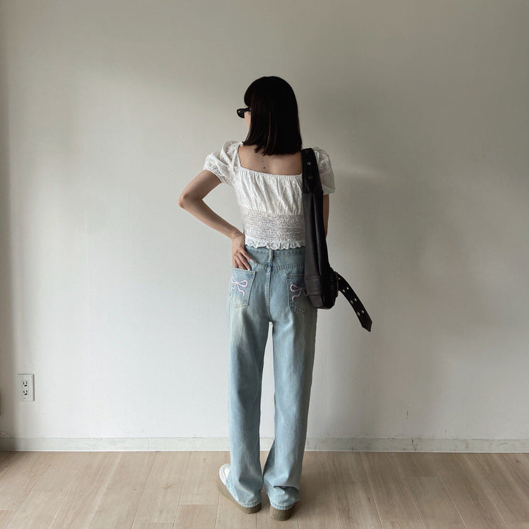 RiLi】リボン刺繍デニム | Judin