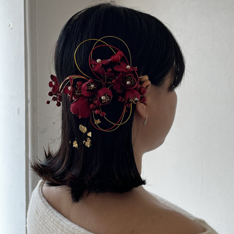 Rili フラワーヘアクリップ+イヤリングセット 水引アレンジセット - メルカリ
