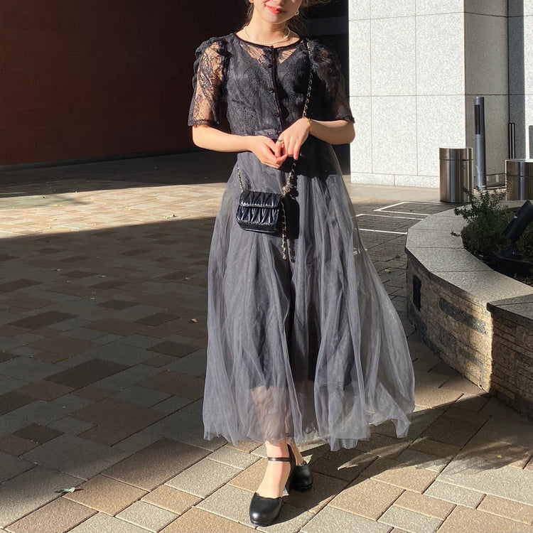 フラワーレースロングドレス 結婚式・同窓会・二次会・ハレの日 | Judin