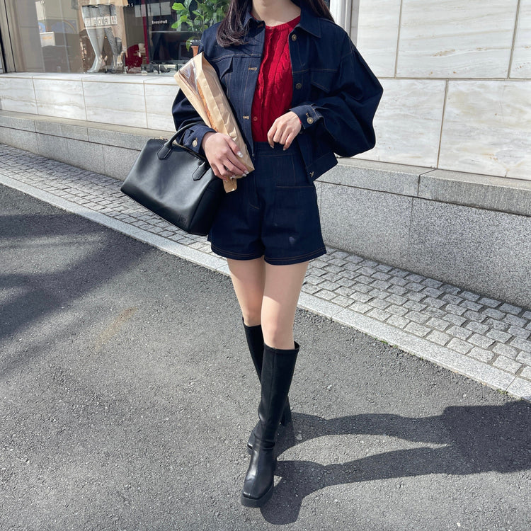 RiLi】インディゴ デニムジャケットショートパンツ セットアップ